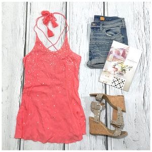 NWT Free People Intimately sequin coral tank
